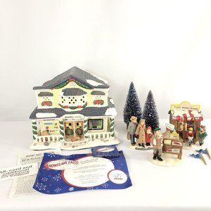 NEW Snowflake Falls Christmas Village - 8 Piece Lighted General Store Set 2002